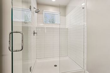 Frameless glass door shower